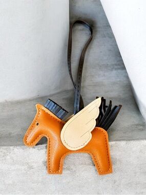 Brown Vegan Winged Pony Bag Charm